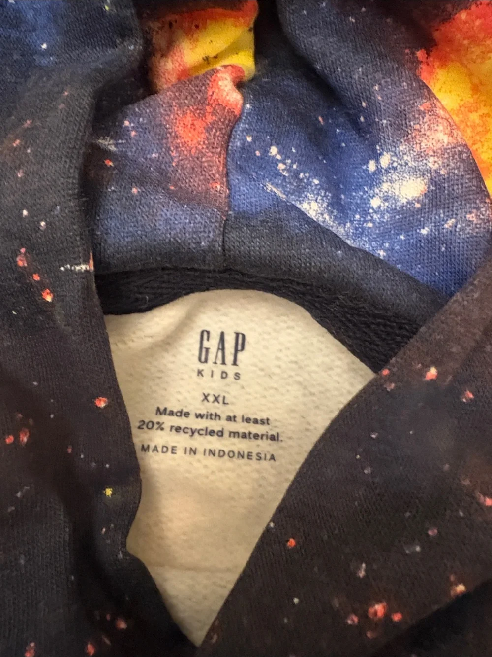 GAP Kids Galaxy Hoodie in Navy with Bright Orange & Blue Stars